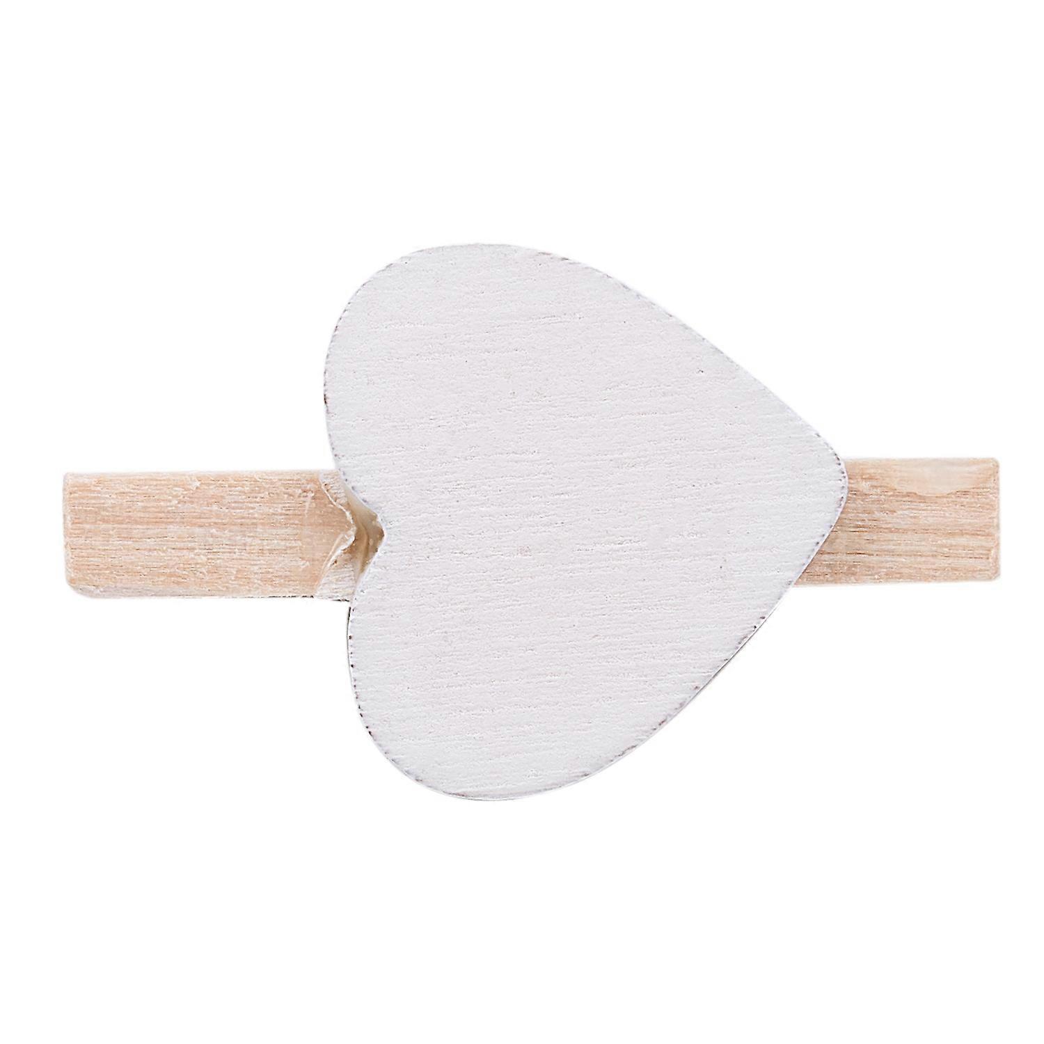 Small Mini Wooden Clothes Pegs / Decorative Pegs with Hearts , White
