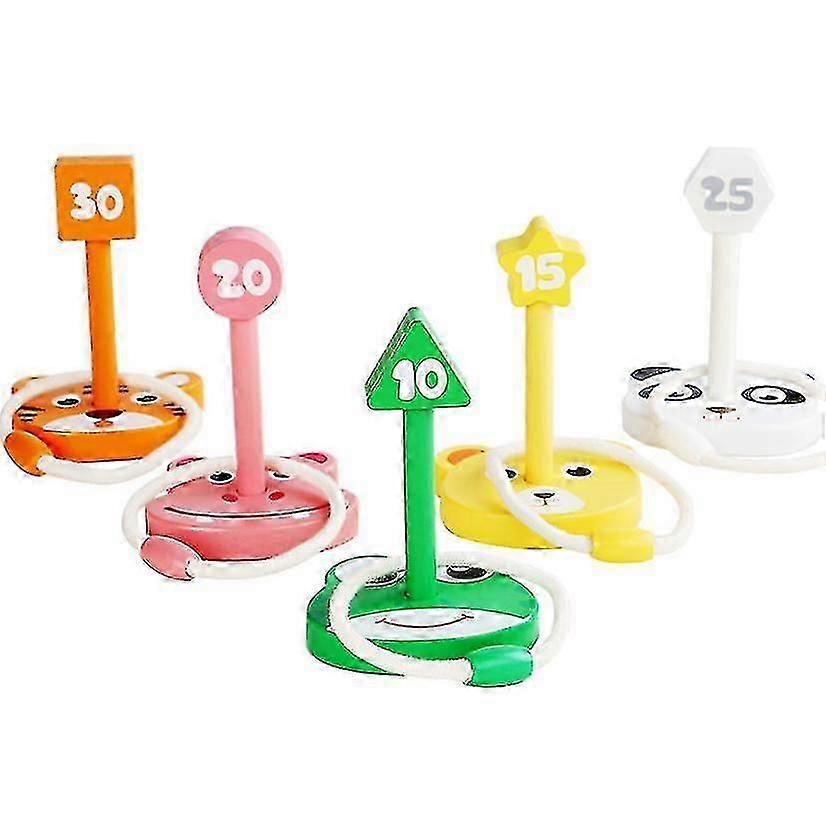 Wooden Ring Toss Playset Interactive Animal Ring Toss Game