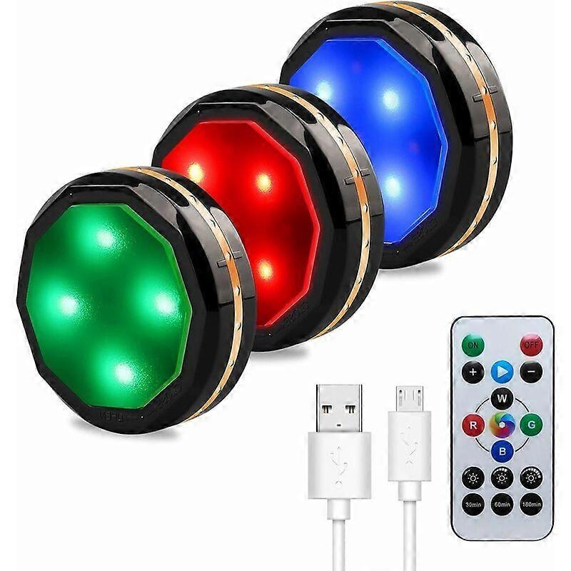 LED Under Cabinet Lighting, Wireless Rechargeable Closet Lighting with Remote Control, Under Counter Lighting3 Pack Bookcase Lights