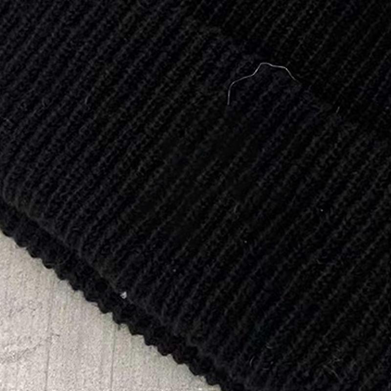 Winter Knitted Rib Hat P Pattern Black Elastic Warm Acrylic Cap