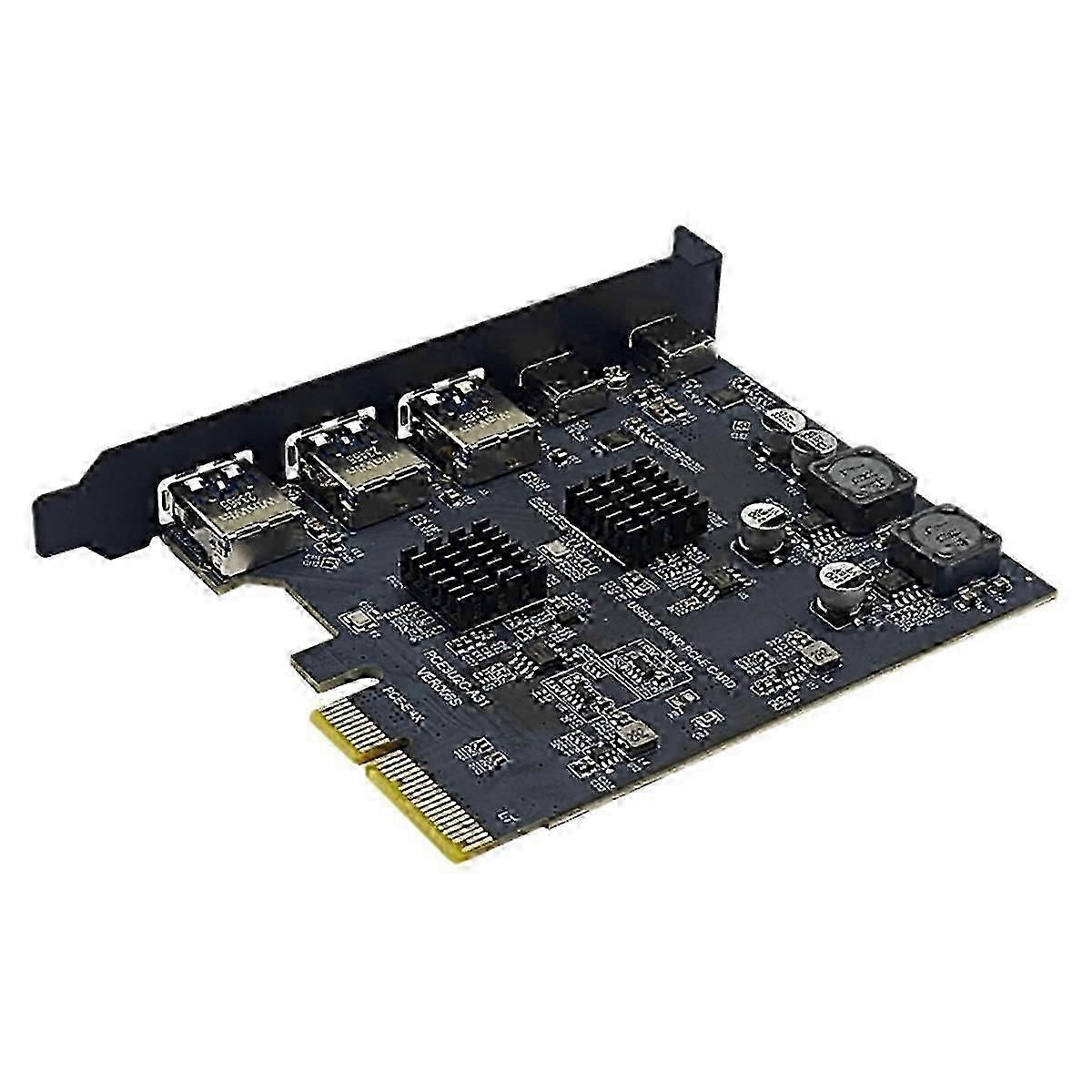 PCI Express X4 to 2Port Type C + 3 Port USB3.2 Gen2 10Gbps Adapter ASM3142 + VL822 Chip PCIE USB Expansion Card