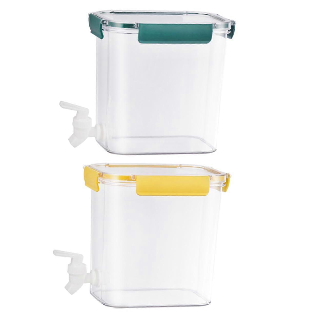 2Pcs Water Dispenser with Lid, 1.5L Capacity Drink Container for Fridge, Easy Dispensing for Milk and Juice, Stylish Design for Parties