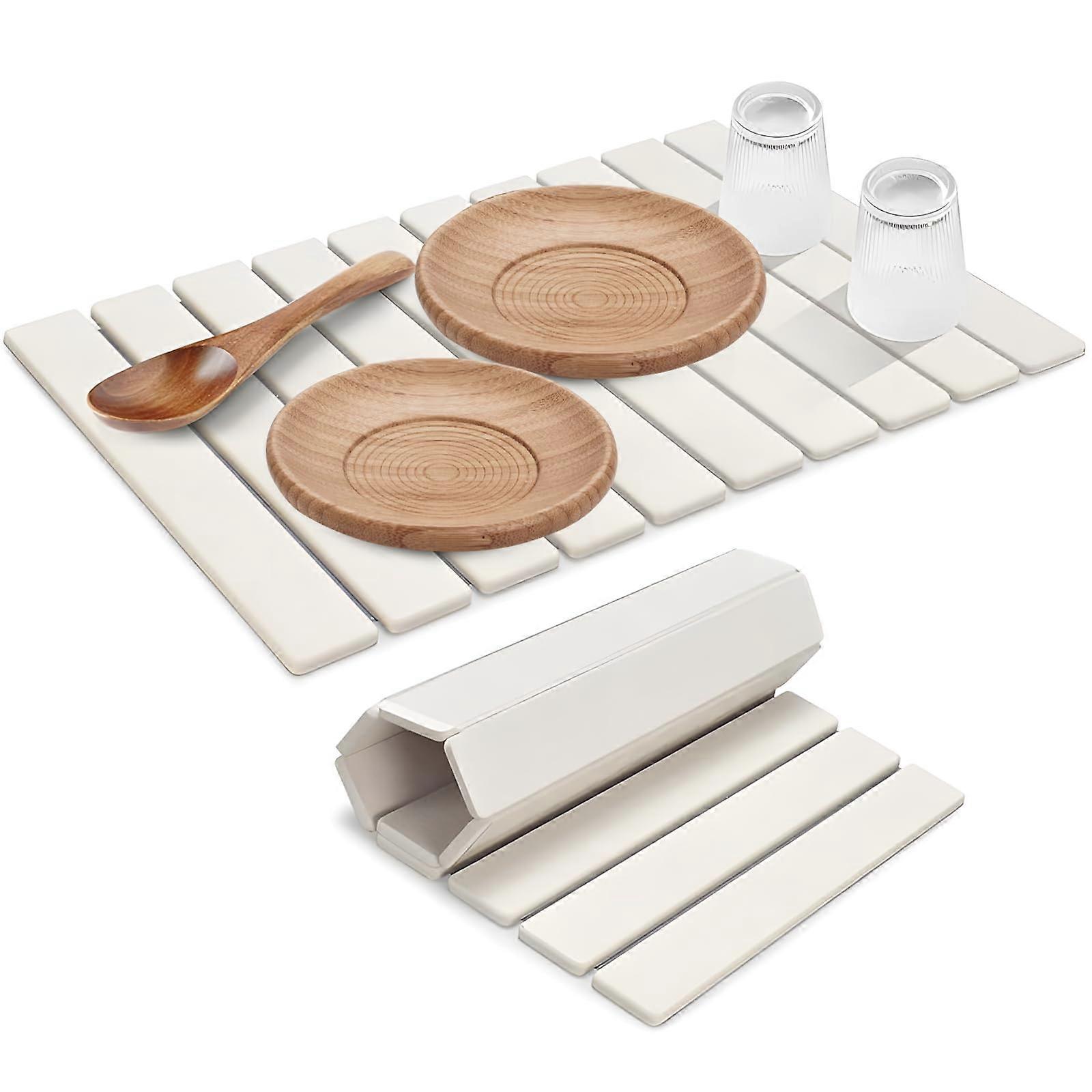 Large Quick-Drying Absorbable Foldable Stone Dish Drying Mat for Kitchen Counter 24' x 16'