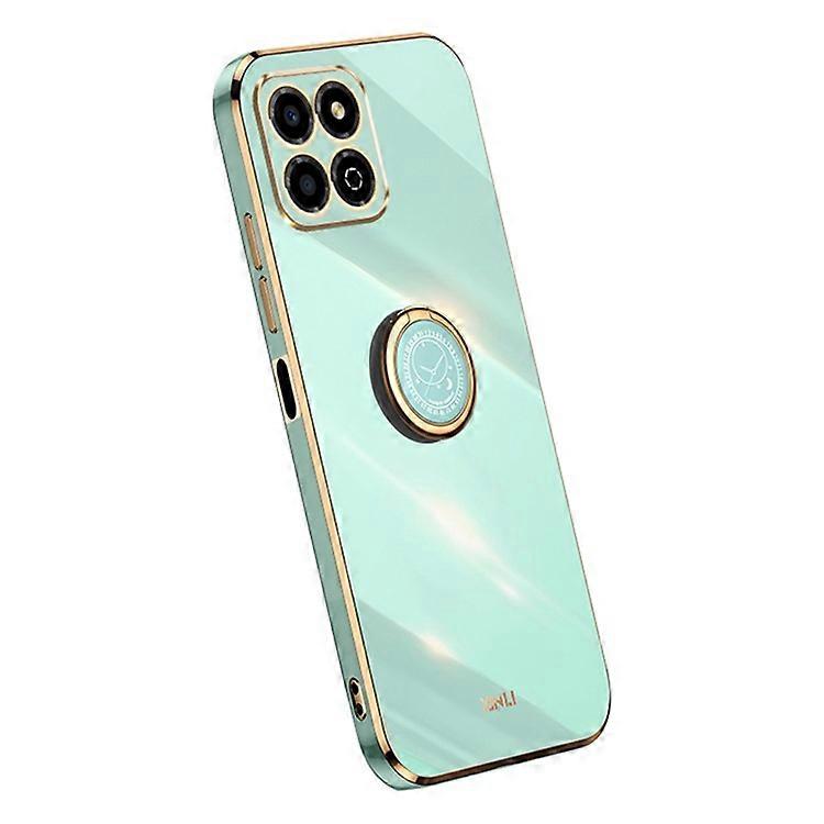 XINLI Compatible For Honor X8a 4G Electroplating Frame Phone Case Ring Kickstand TPU Back Cover