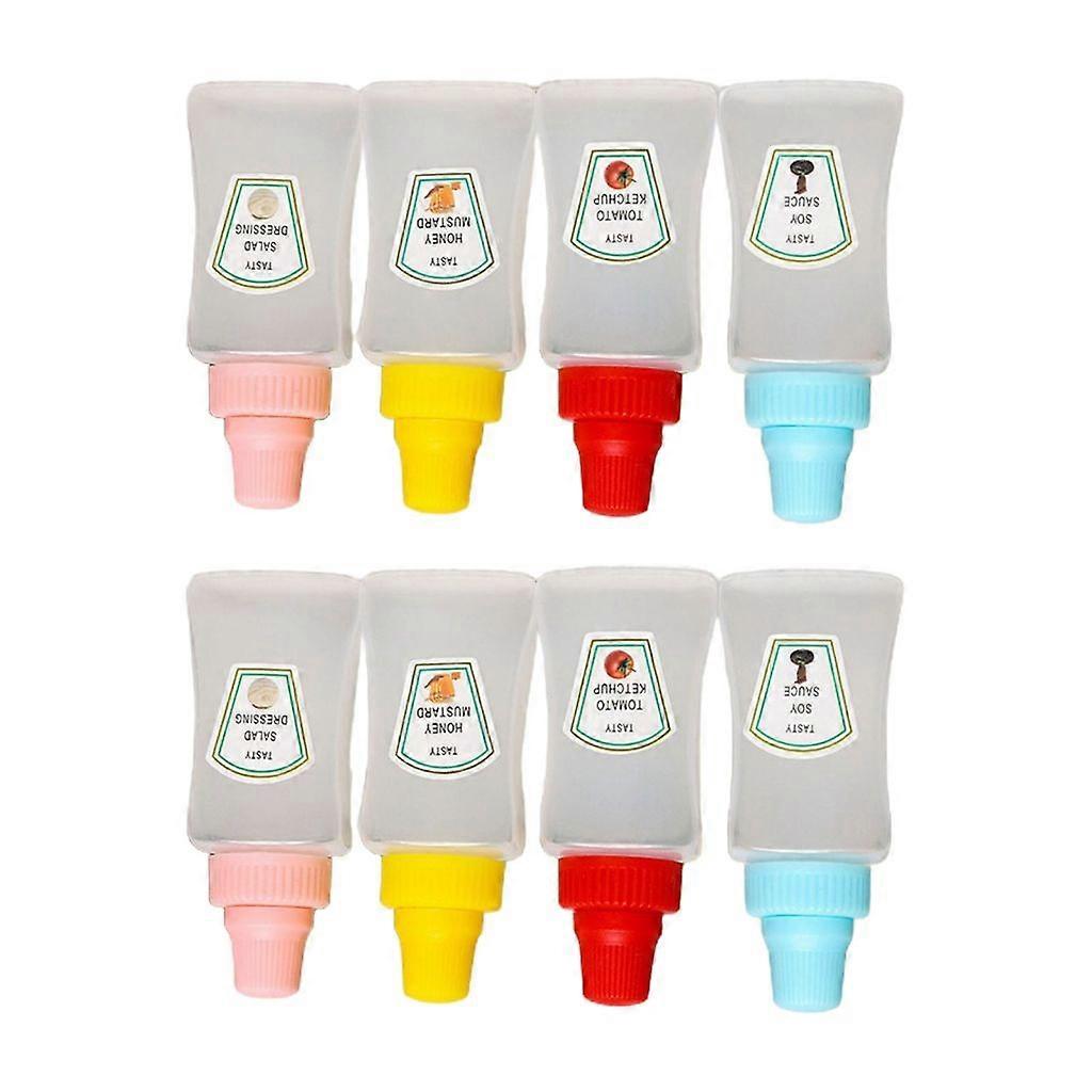 8pcs Mini Condiment Squeeze Bottle Plastic Portable Lunch Box Kitchen Supplies