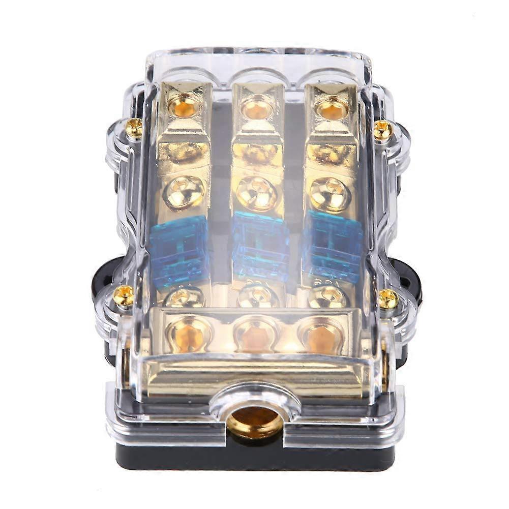 24V 60A Car Auto Stereo Mini ANL Holder, 3-Way Distribution Block, 3-Way Blade Circuit, Fuse Holder, Car Audio
