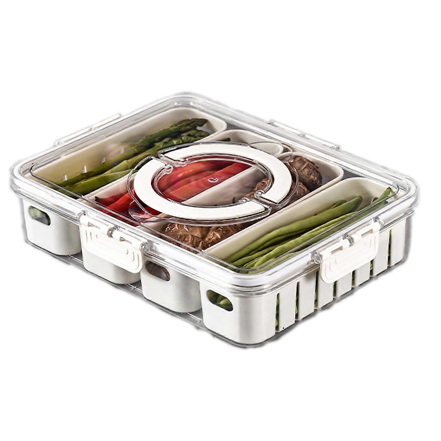 Snack Tray with Lid and Handle, Portable Box Snack Container Display Tray, 4 Partitions