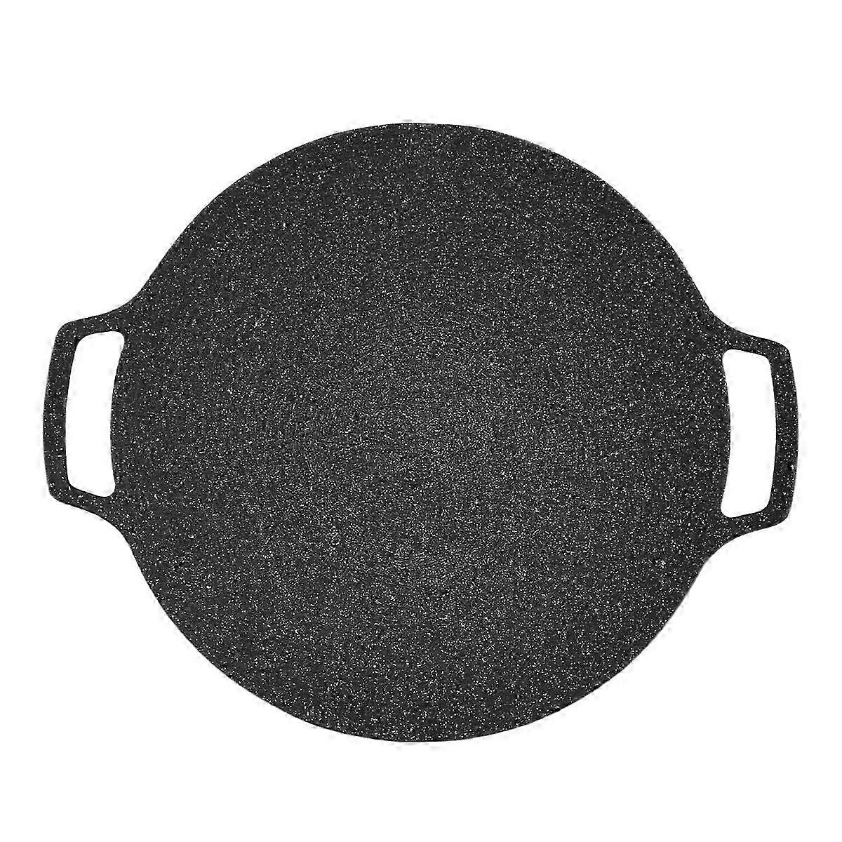 35cm Thick Cast Iron Frying Pan Flat Pancake Griddle Non-Stick Bbq Grill Induction Cooker Open Flame NN
