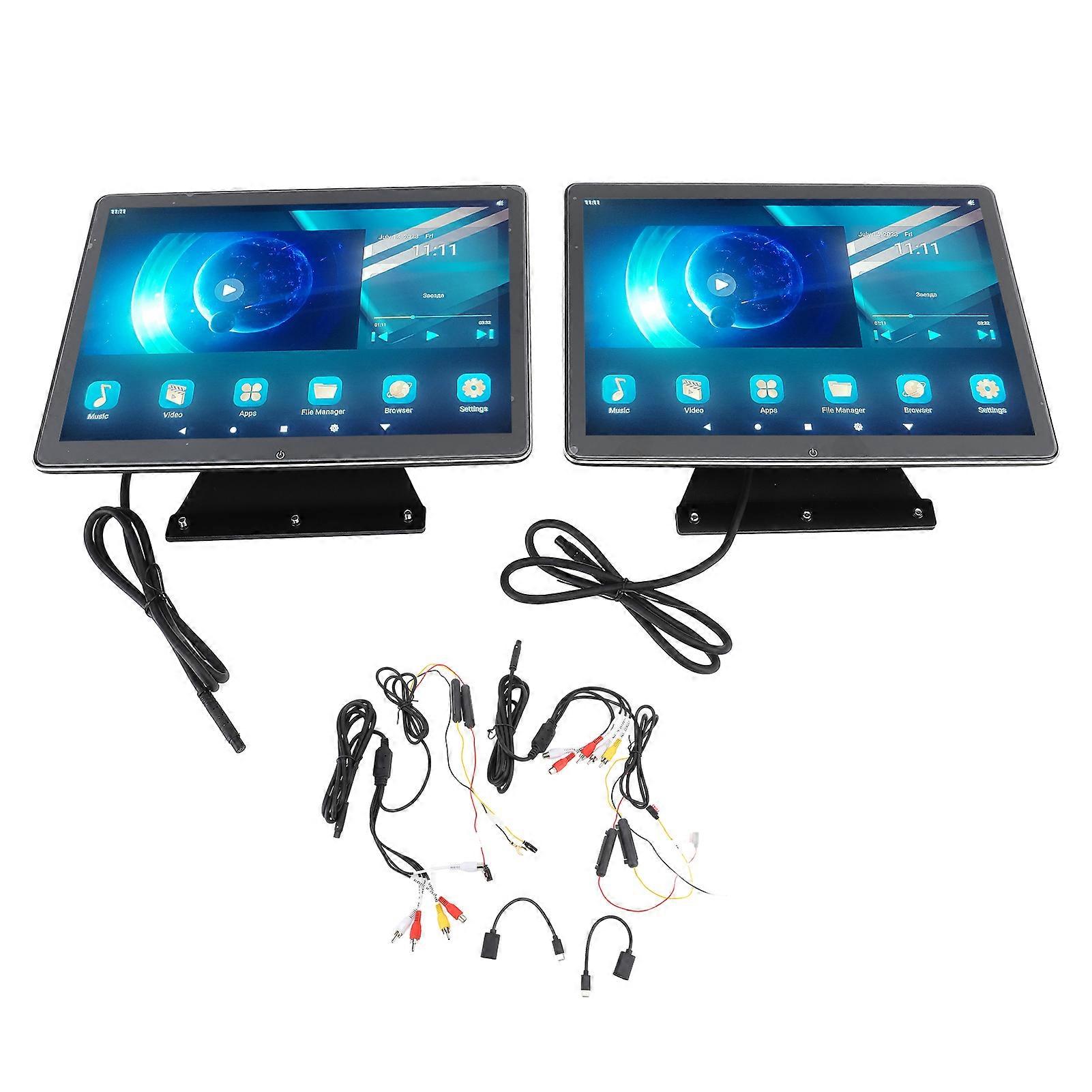 1 Pair 12 Inch TV Headrest Monitor 2160 X 1440 HD Touch Screen Android 11 Car Portable TV with WiFi AV In for 5 Series F10 G30