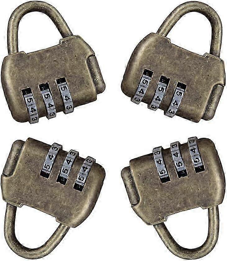 4 Pieces Code Padlock Locker Code Padlock Anti-Theft Combination Padlock 3 Digit Retro Combination Lock Vintage Padlock