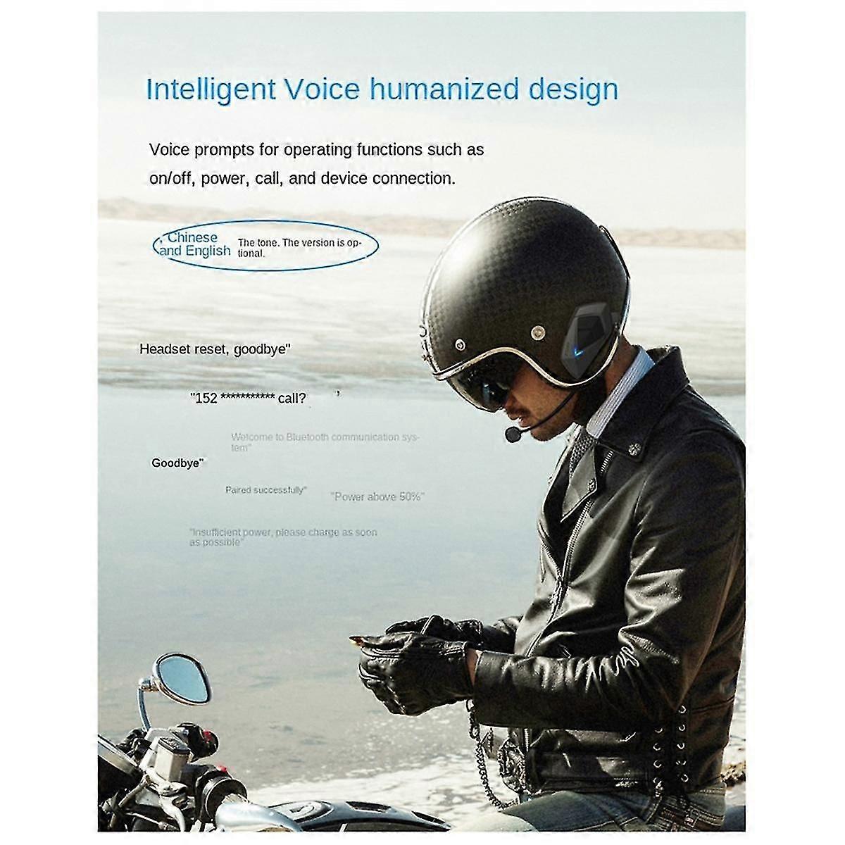 Motorcycle Helmet Bluetooth Intercom Headset Full-Face Motorcycle Riding Waterproof Wireless Call