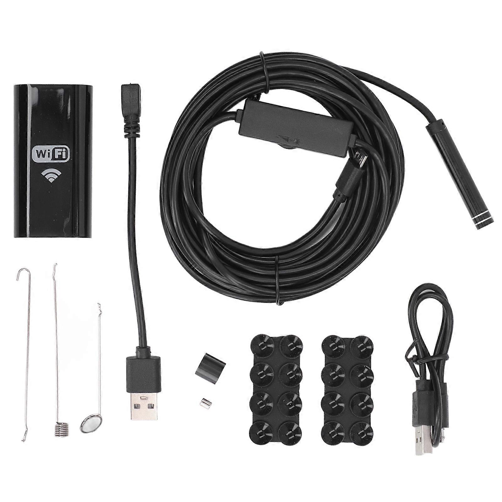 Wifi Endoscope 2MP HD IP67 Waterproof 8mm Lens 5m Line Borescope Inspection Camera with 8 LED Lamps
