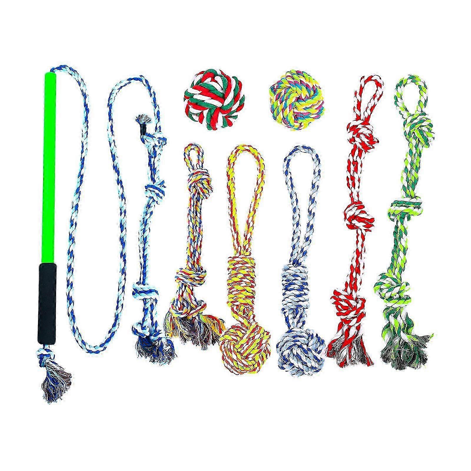 8pcs Flirt Pole Toy Pet Dog Teaser Wand For Training Blue M Small Medium Large Dogs