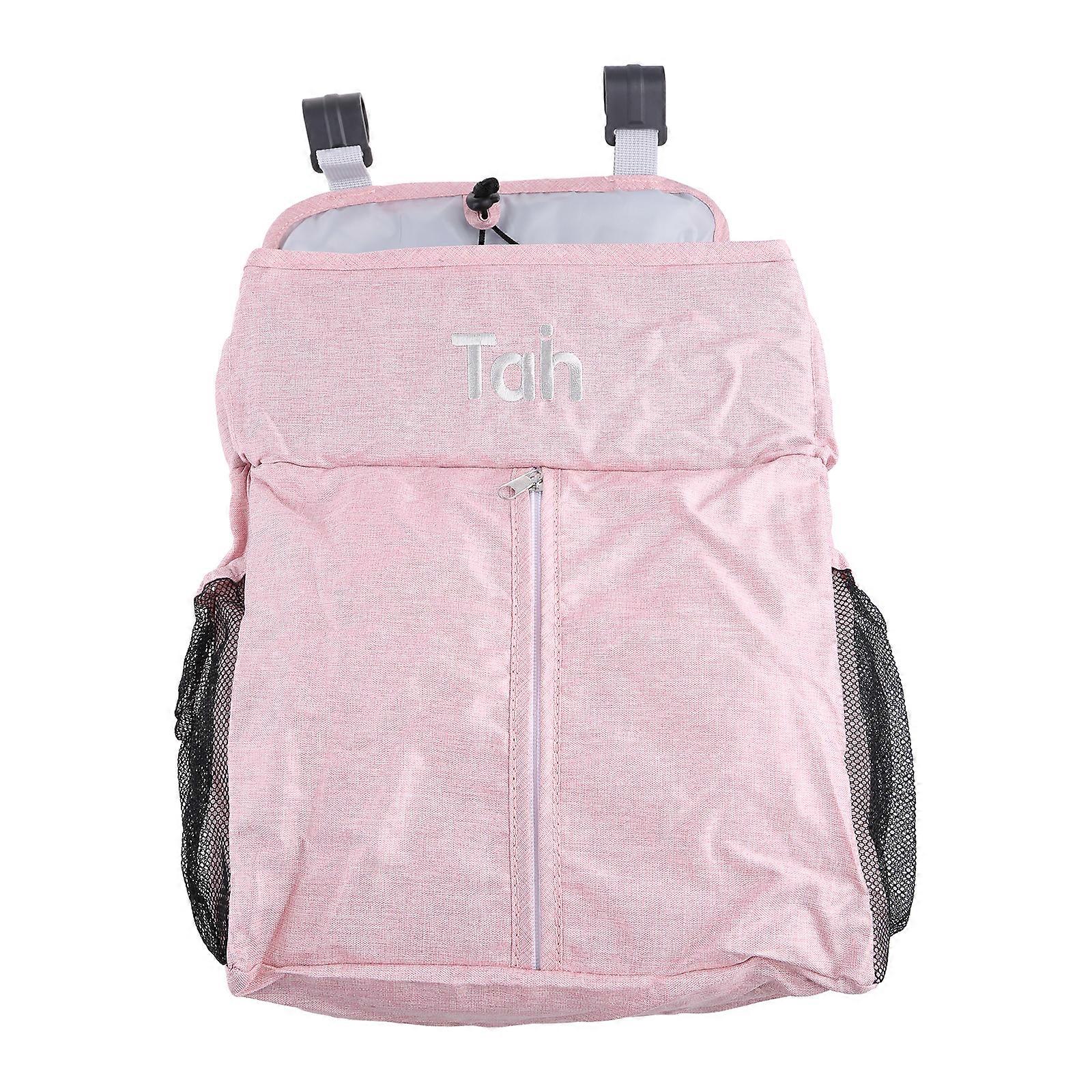 Cute Hanging Diaper Organizer for Changing Table and Crib Zipper Mesh Pockets Big Capacity Organizer Pink