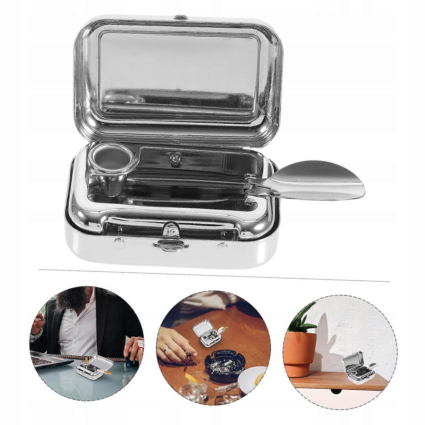 Mini Cendrier de Poche Mobile Portable en Acier Inoxydable 6x4x2cm
