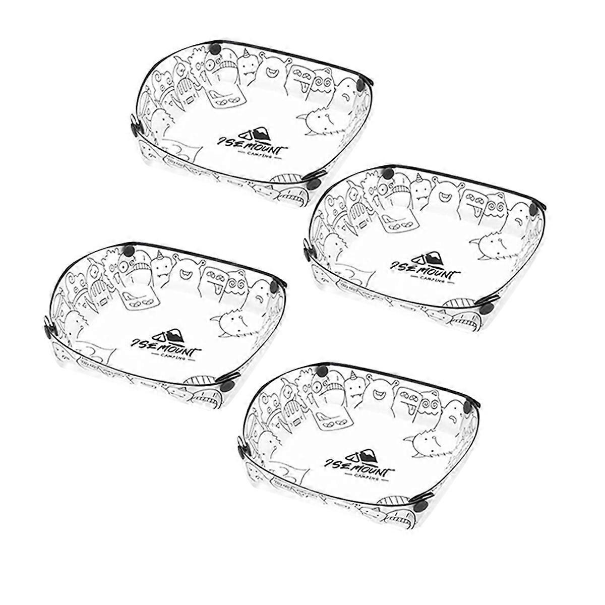 4 Pieces Folding Plate Set,Portable Mess Kit