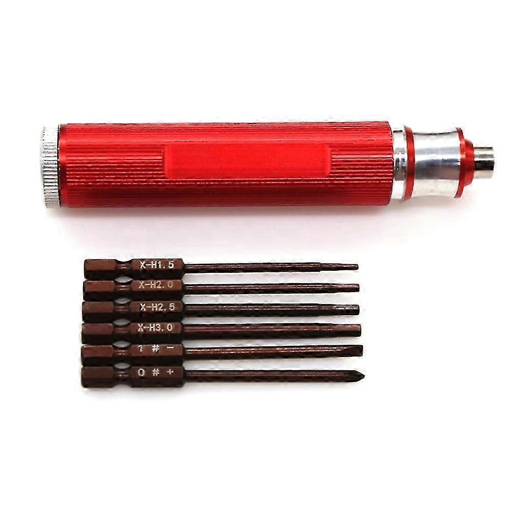 6-in-1 Hex Screwdriver Kit with 4 Size 1.5-3.0mm Hex & Slotted Bits for RC Model Cars, Boats