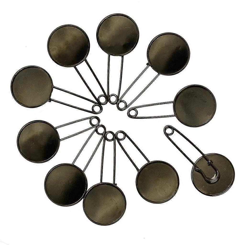 10x Blank Circle Bezel Cabochon Base DIY Hijab Brooch Safty Pins 20mm