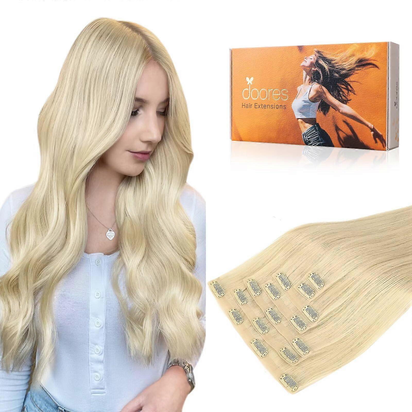 Seamless Clipin Hair Extensions, Ξανθό 16 Ιντσών 7τμχ 110g, Remy