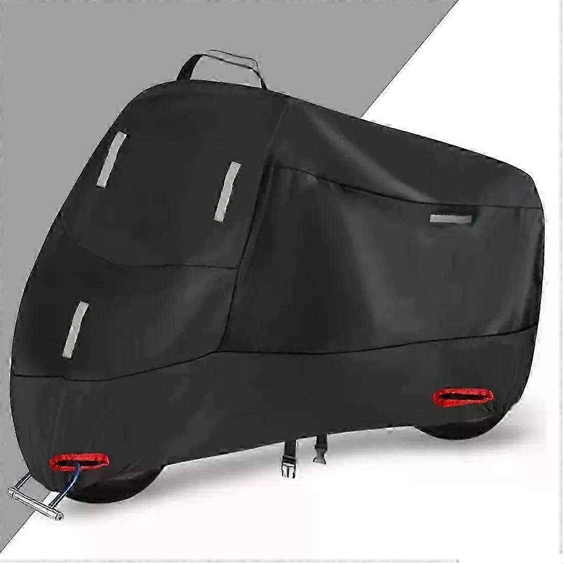 כיסוי אופנוע קון, כל העונה כיסוי אופנוע עמיד למים שחור אוניברסלי כיסוי טוסטוס חיצוני עם תיק אחסון לסיירת טיולים