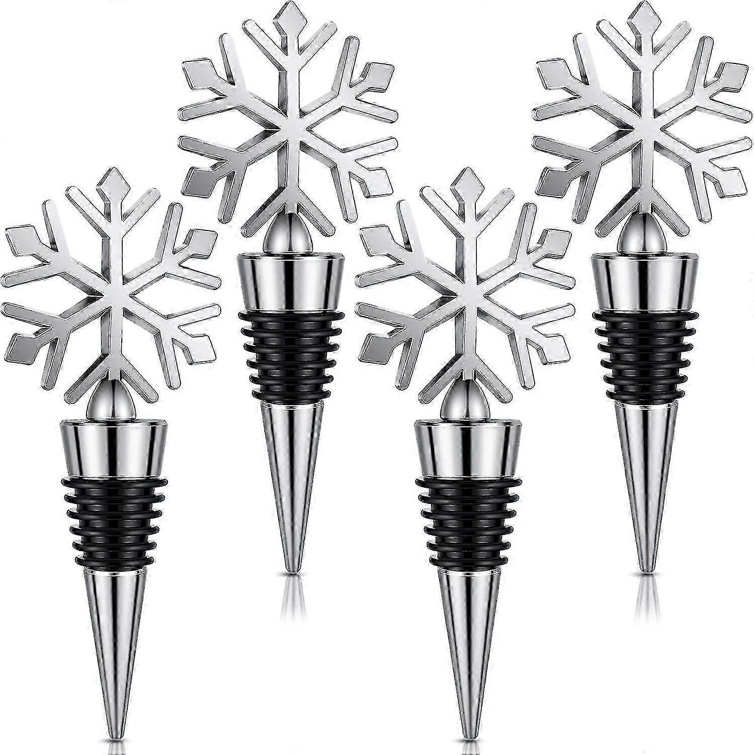 クリスマス飲料ボトル用の4ピーススノーフレークワインストッパー