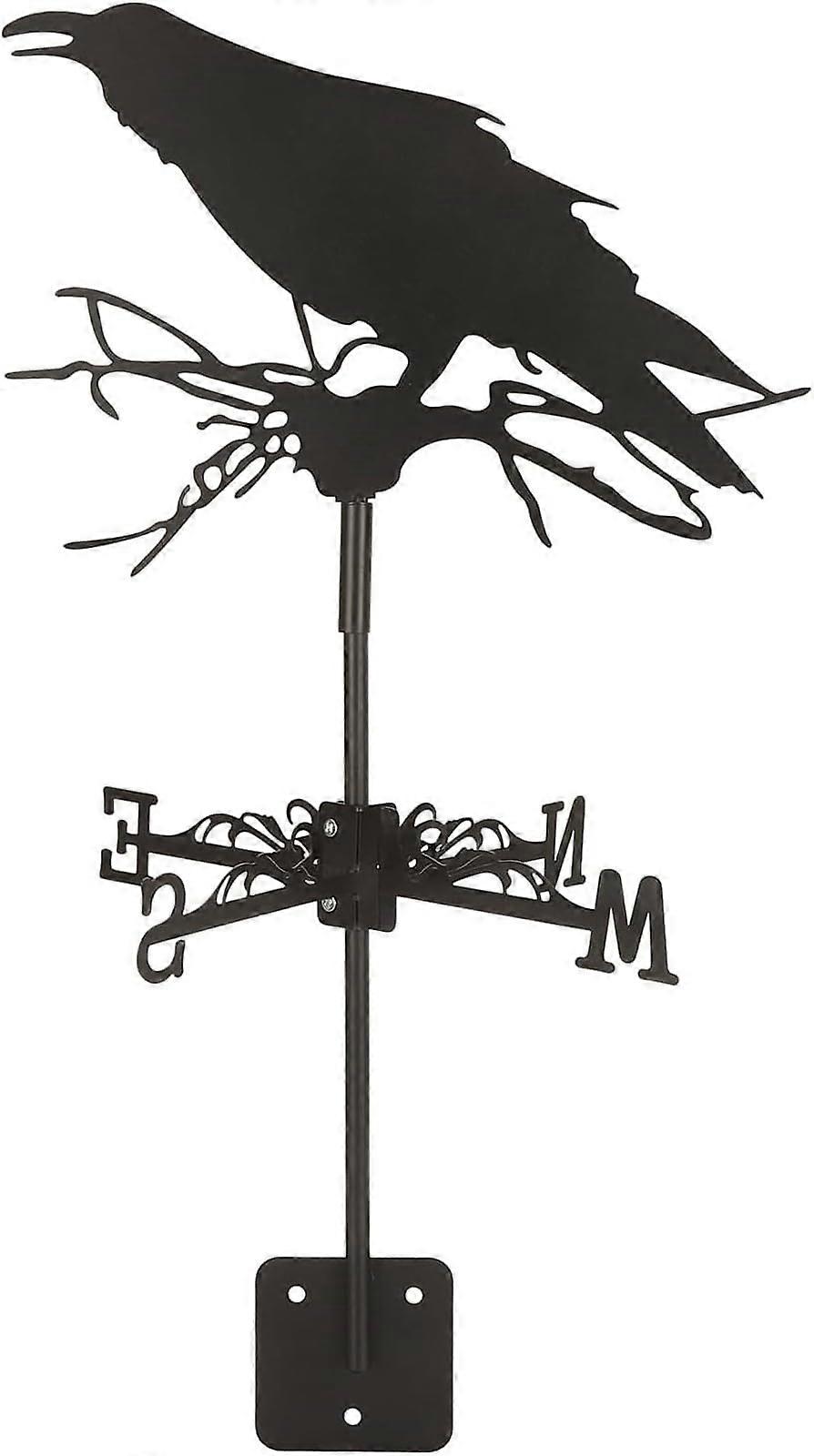 Stylish Iron Weather Vane with Crow Ornament, Decorative Wind Vane for Outdoor Farmhouse Decor, 24 Inch Size