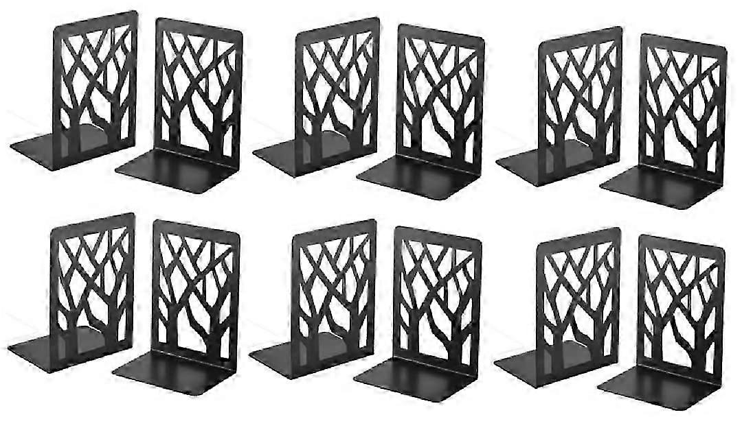 6 Pairs Book Ends for Office Shelves and Heavy Books with Tree Branch Back Design