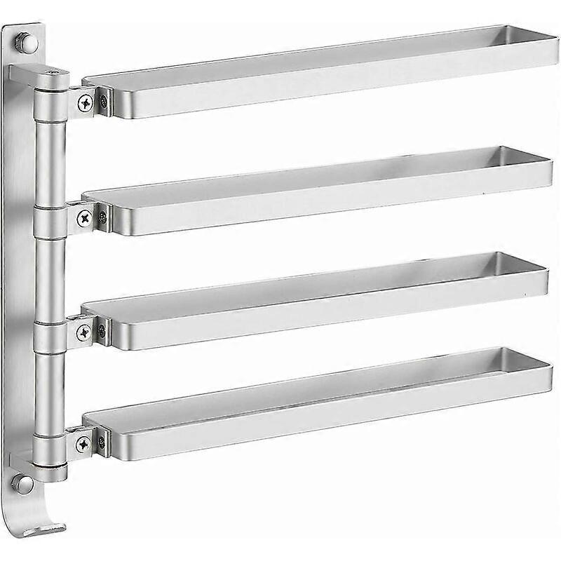 Bathroom towel rack wall mounted towel rack with 4 rods 180° rotation dry and wet separation suitable for shower kitchen (silver)