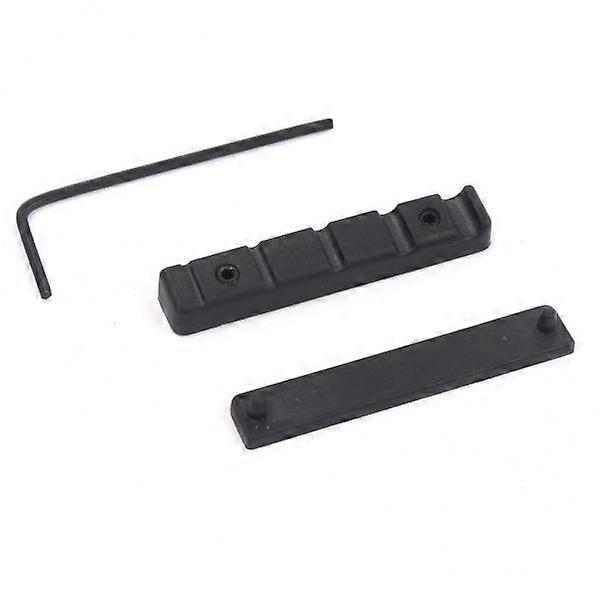 4x Replacement Parts POM Bridge Nuts Slotted Cut Black for 5 String Guitar Bass