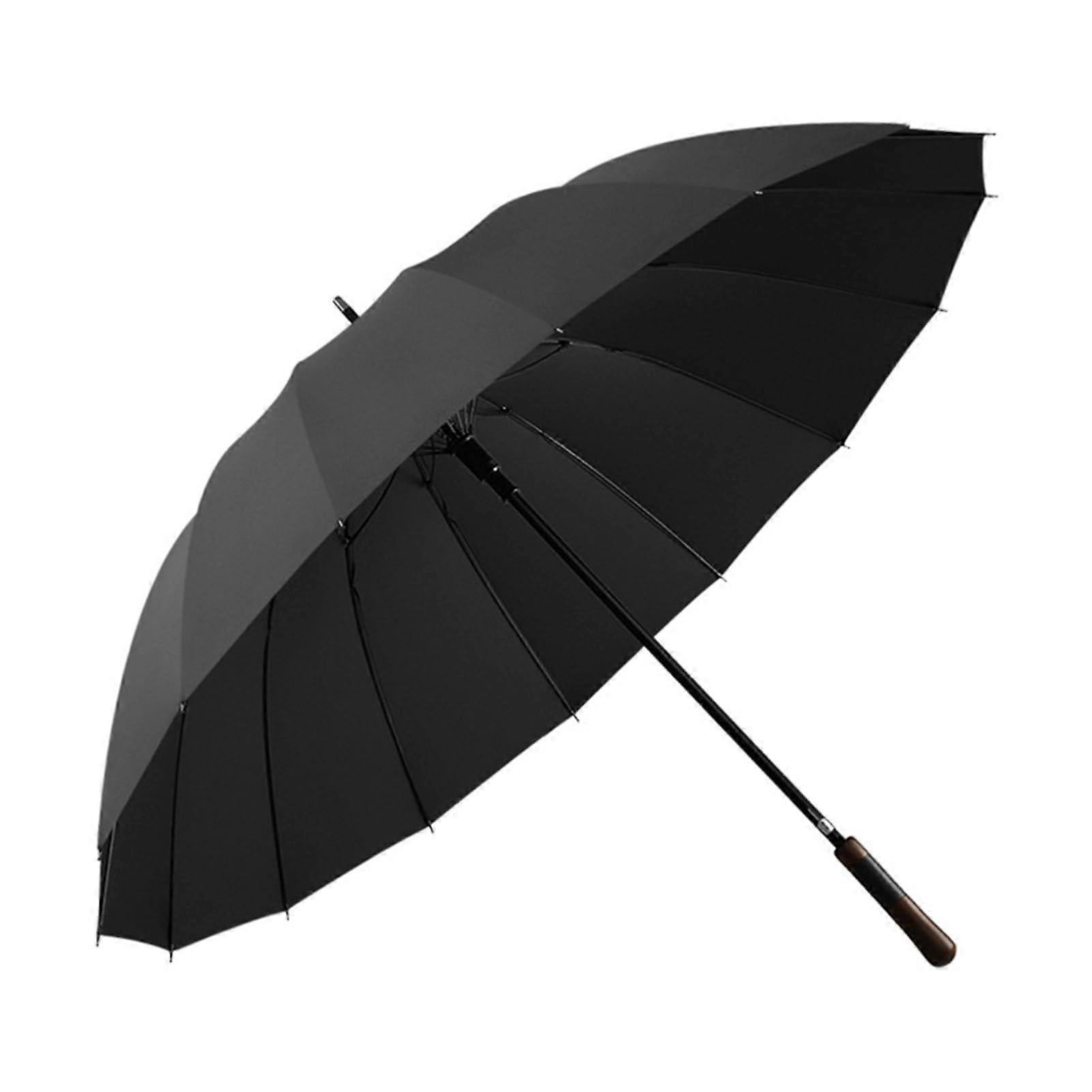 Extra Large Windproof Automatic Golf Umbrella 16 Bone Black 125cm