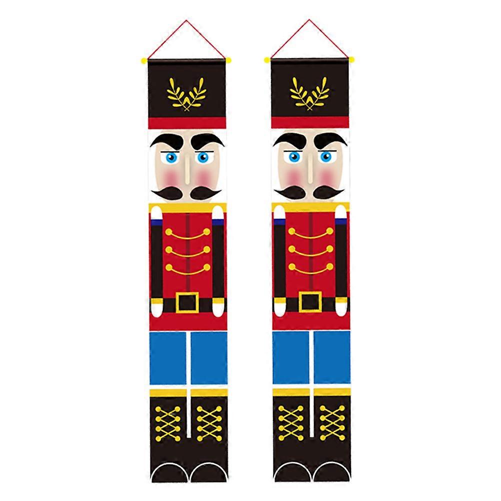 玄関ドアのクリスマスの装飾ホームユーザーのためのくるみ割り人形のクリスマスの装飾カラフルな180x30cmドアカーテン1ペア