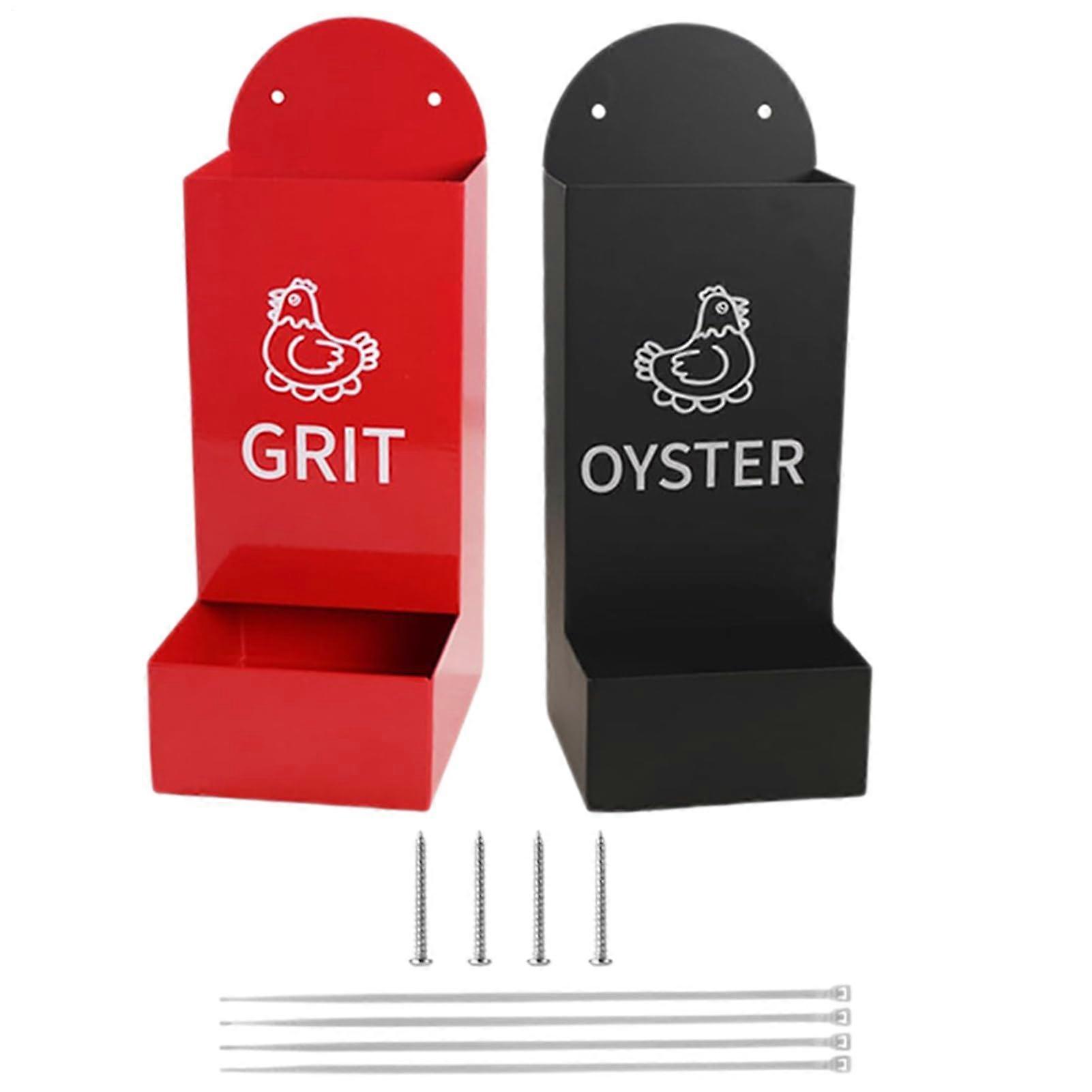 Oyster Shell Feeder for Chickens 2 Pack, Heavy Duty Weatherproof Semi Enclosed Leak Proof Backyard Farm Feeder