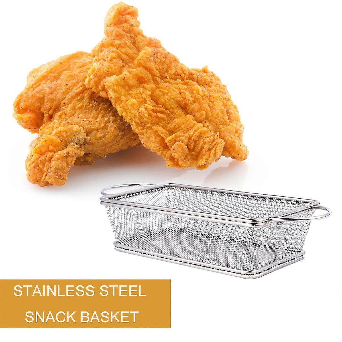 Stainless Steel Frying Basket Fine Mesh C Pattern Home Users Cooking Utensil 1Set