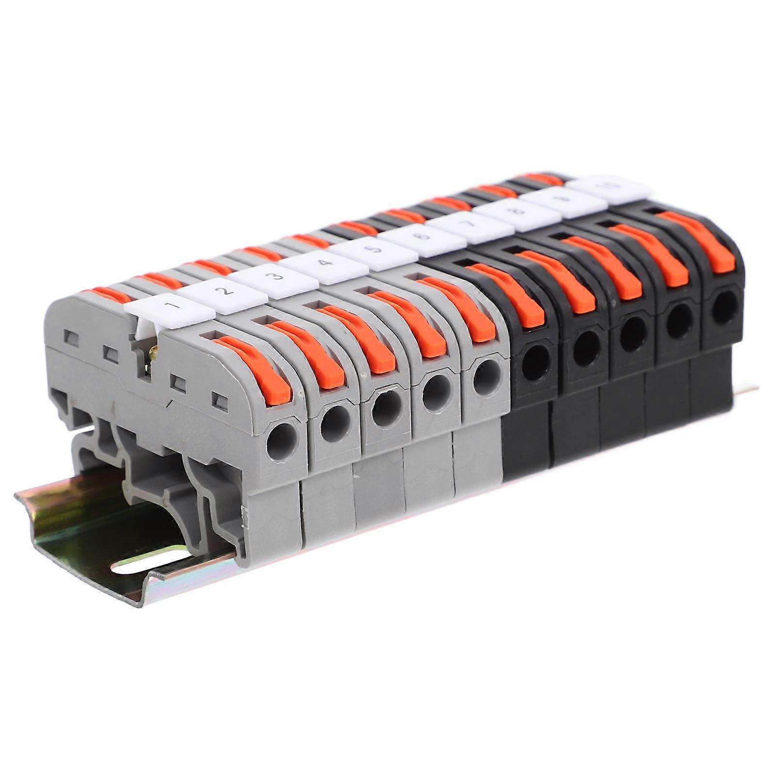 Din Rail Terminal Blocks Wire Connectors Block Electricians Diy Enthusiasts Stainless Steel Material 2 Sets