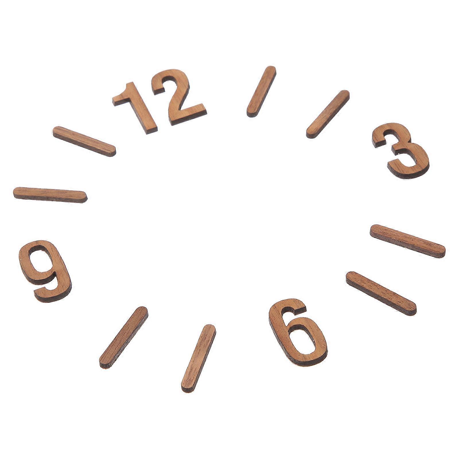 Wall Clocks Clock Numbers Kit Rectangular Shape Light Brown Wooden Decorative For Handyman 1Set