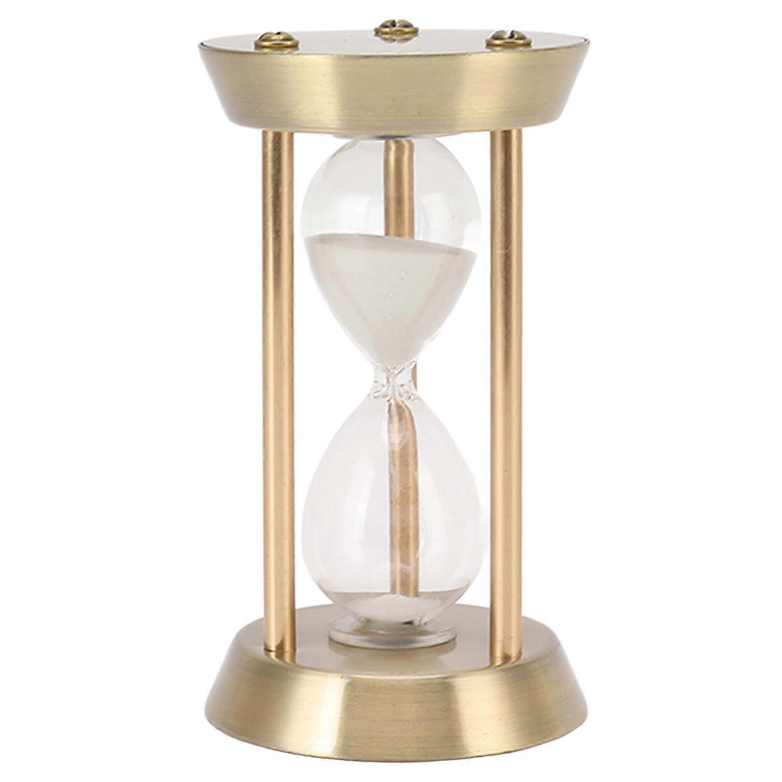 Vintage Decorative Metal Hourglass, Replaceable Shiny Sand Timer, Bronze Clock, Mini 10 Min