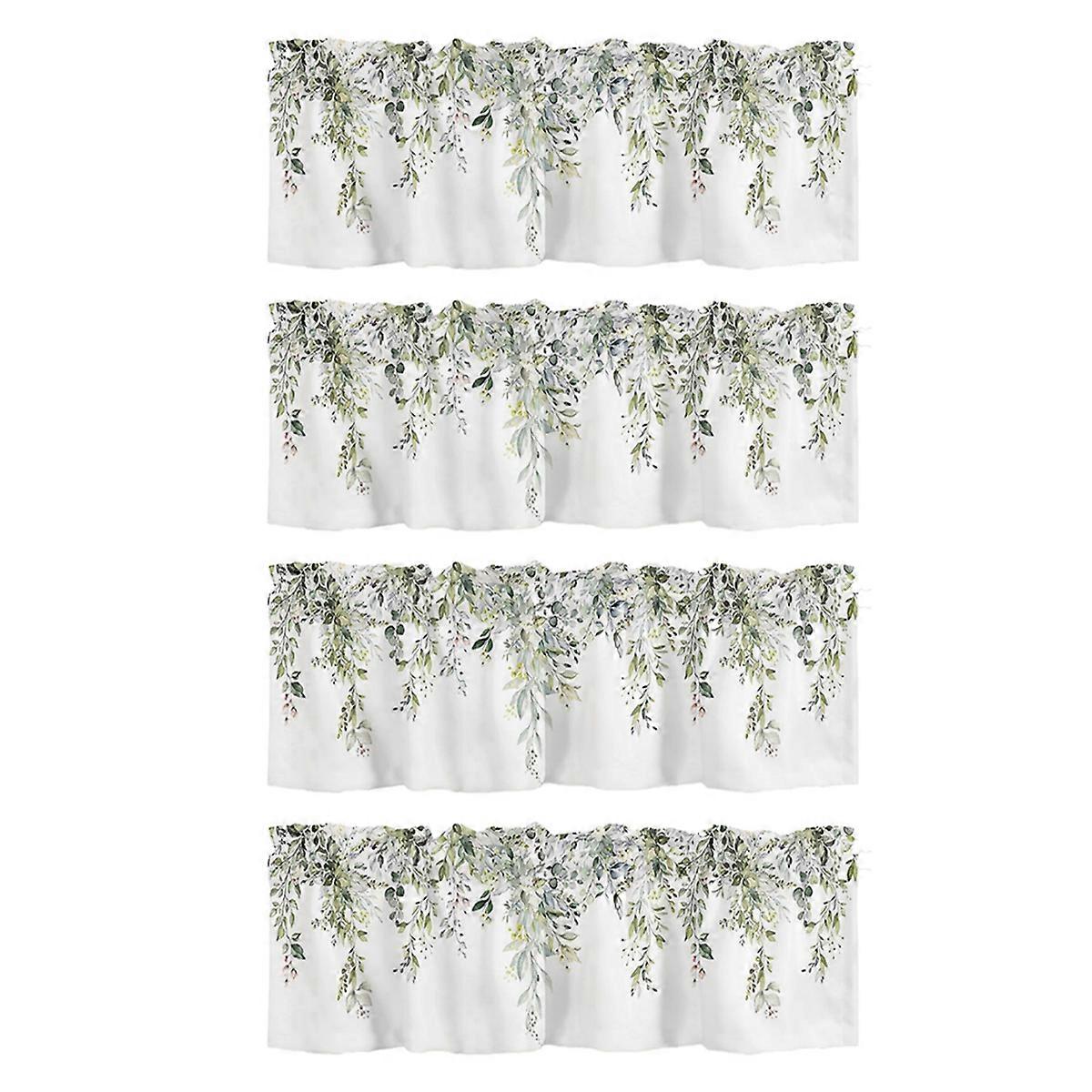 4X Sage Green Curtain Valance for Watercolor Eucalyptus Leaf Rod Pocket Valance Window Treatments Pl