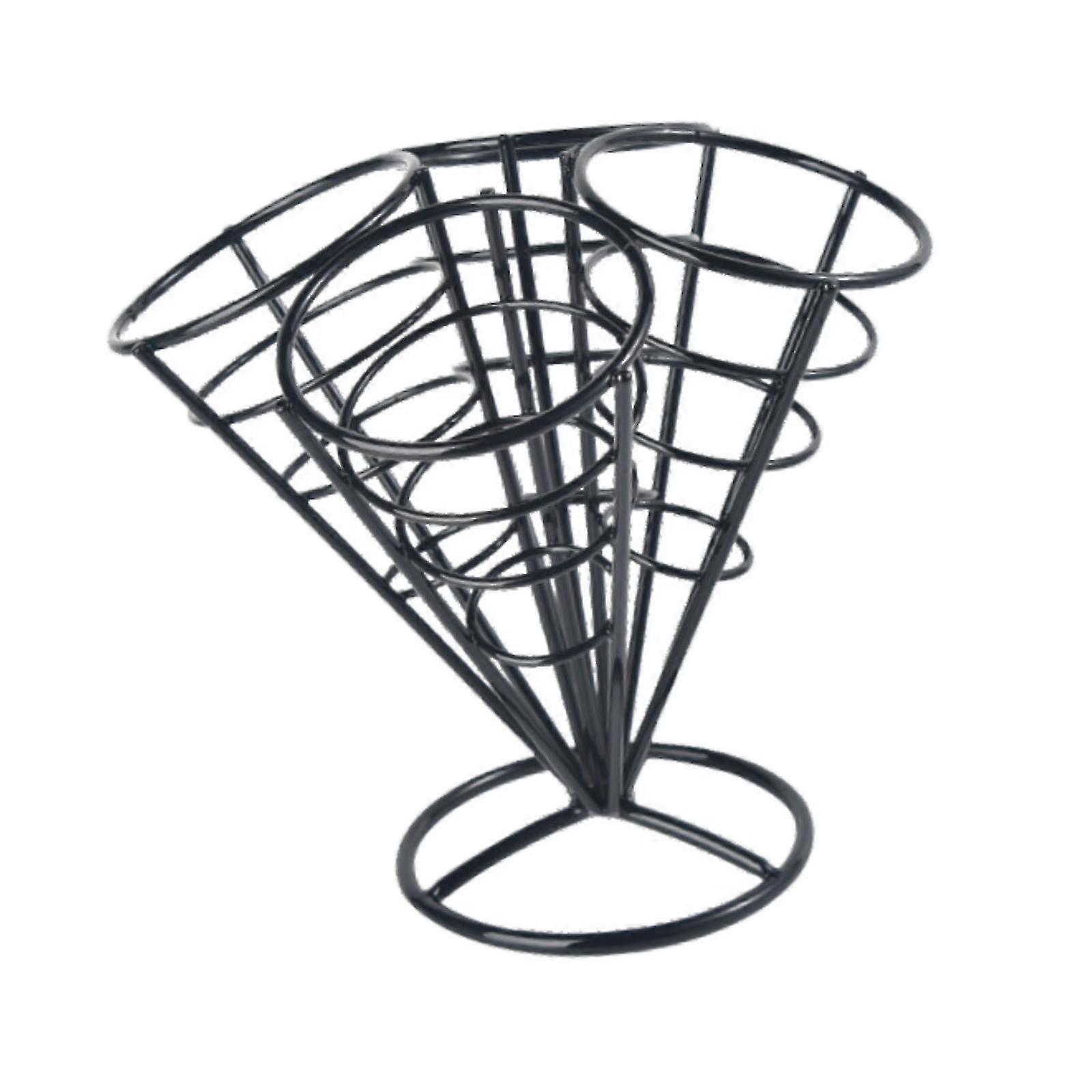 Appetizer Serving Rack Solid Chips Metal Wire Basket for Fast Food Restaurant Black