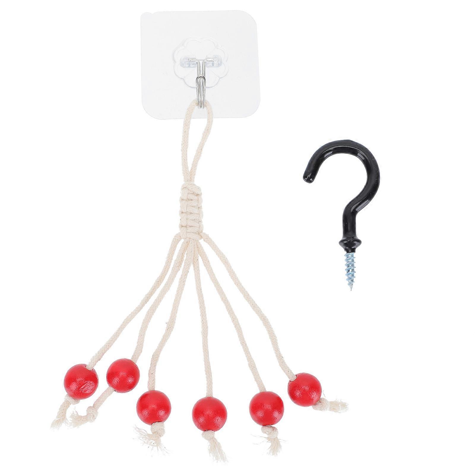 Handwoven Fruit Hanging Rope for Storage Use 1Set Red Cotton Rope Hooks