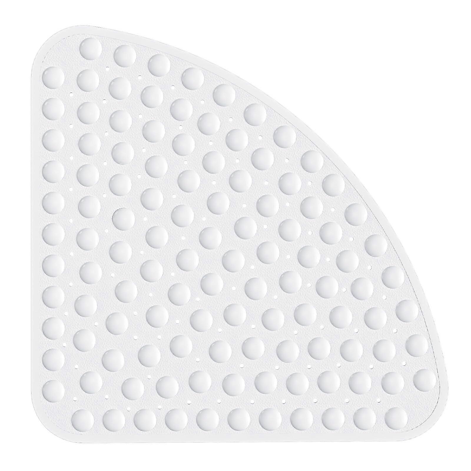 NonSlip Quarter Circle Bath Mat with Suction Cups, 54 x 54 cm, White