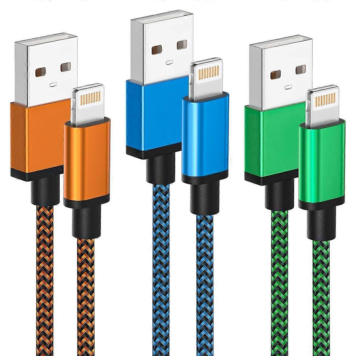 iPhone Charging Cable 2m 3 Pack iPhone Charging Cable Long iPhone Lightning Cable Colorful Flat USB iPhone Fast Charging Cable Compatible