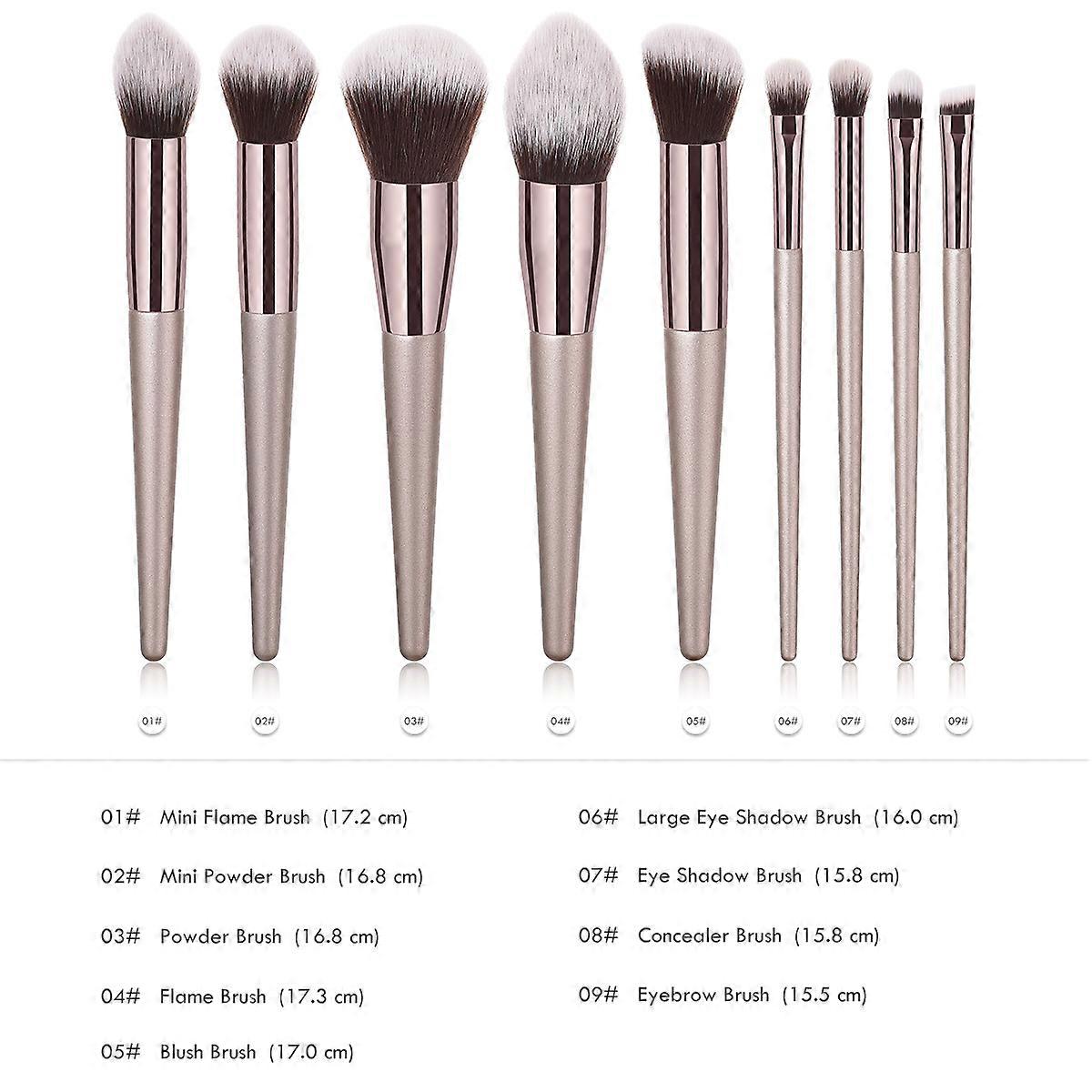 Cosmetics Brush Kit 9Pcs Pearlescent Handle Nylon Bristles For Women Professional Use Powder Application