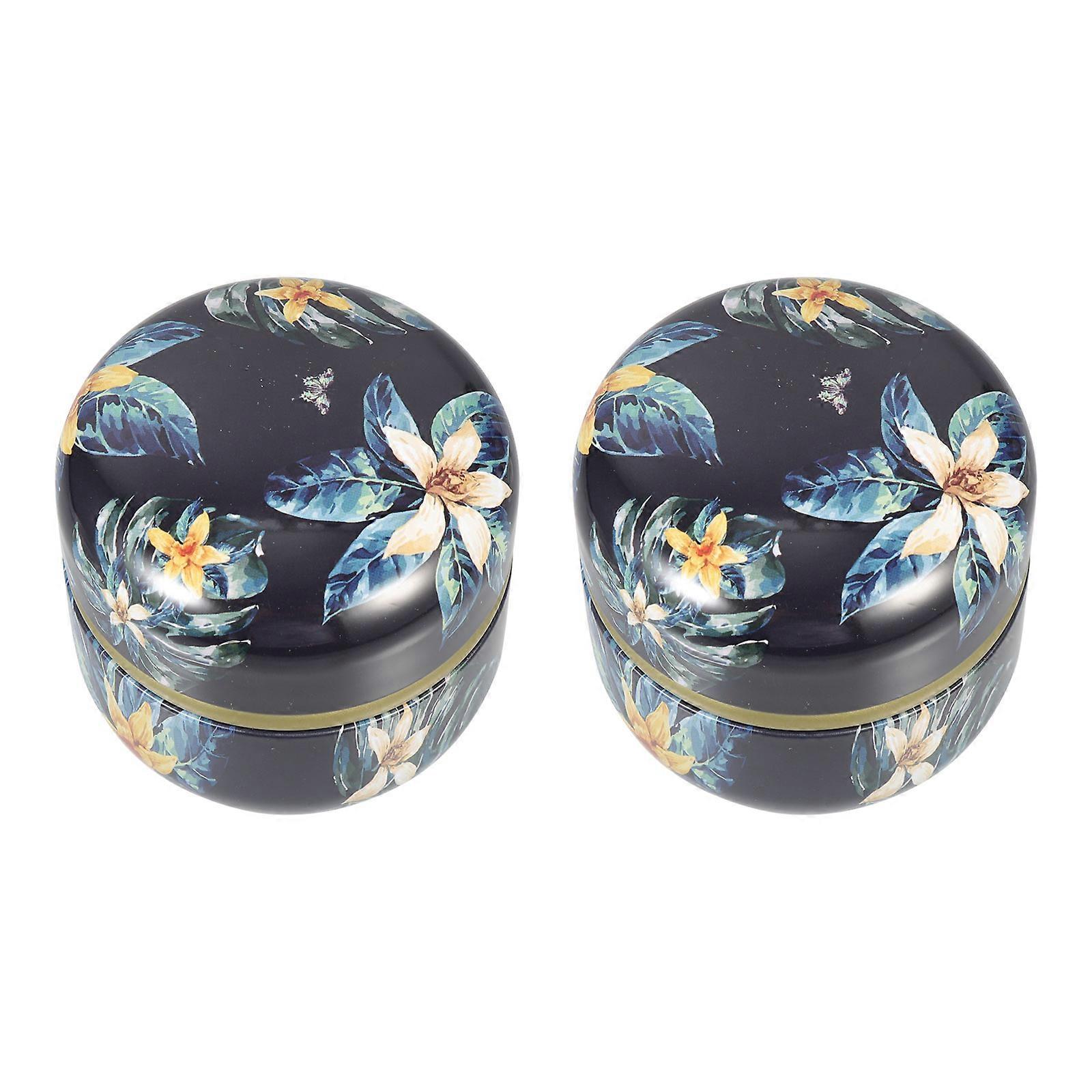 2pcs Decorative Tin Jars with Lid for Home Organization, Multi Use Storage for Tea, Candy, Crafts, Airtight Containers for Kitchen & Home Decor