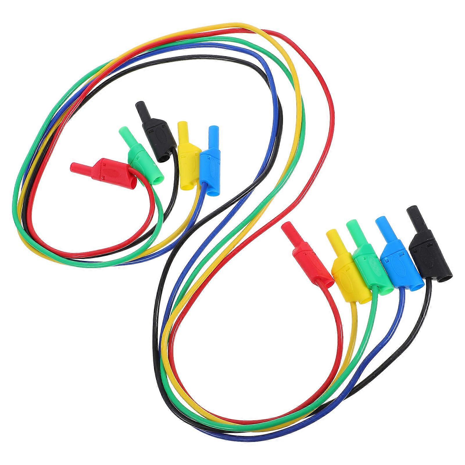 Banana Plug Cable Electric Testing Wire Connection Multimeter Testing Red 5Pcs
