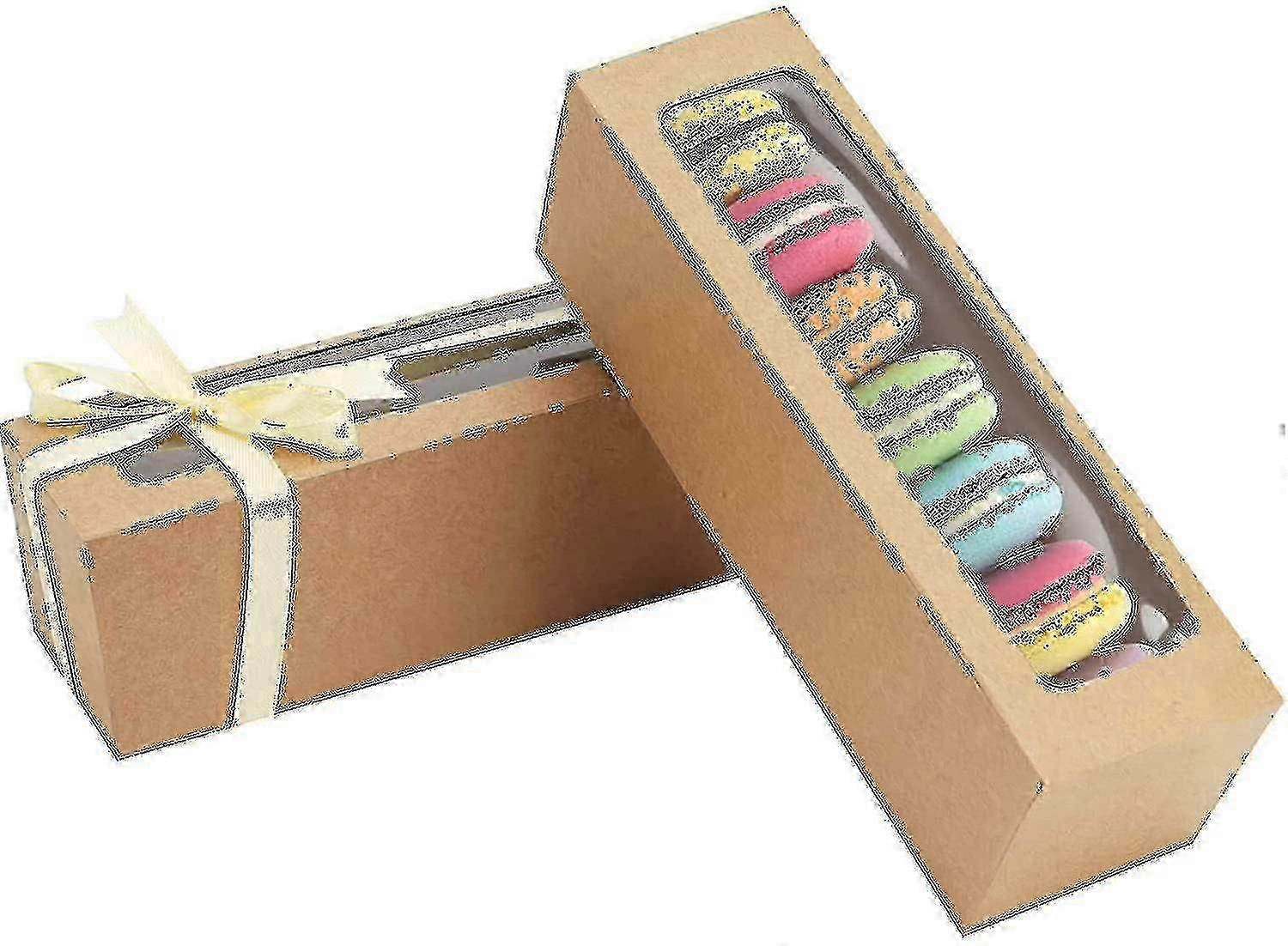 25 Pack Macaron Box With Clear Window Macaron Boxes With Ribbon For Packaging Fit In 6 Macaron