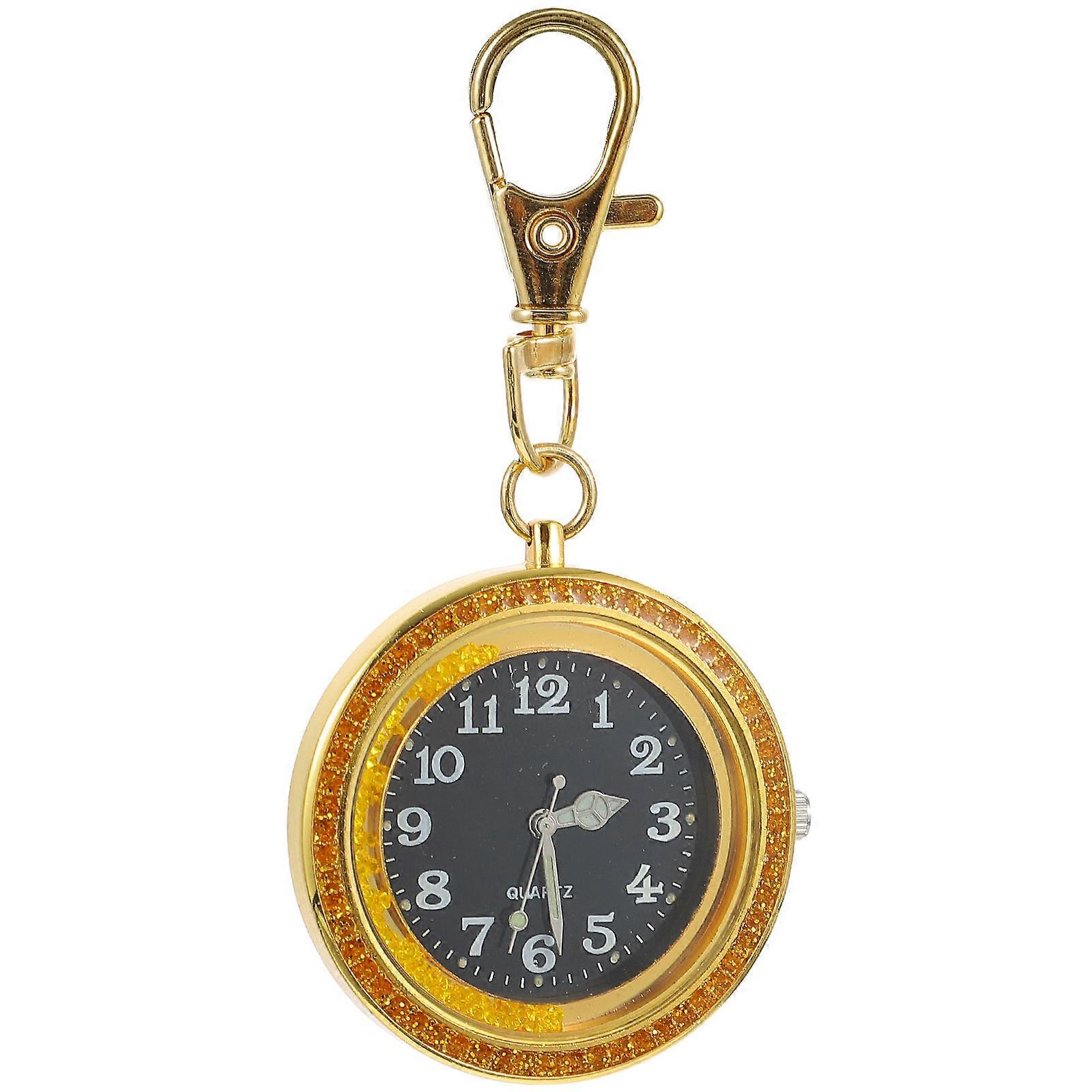 Golden Zinc Alloy Pocket Watch for Kids and Elderly with Big Numbers and Portable Design 3.5 x 4.5 Inches