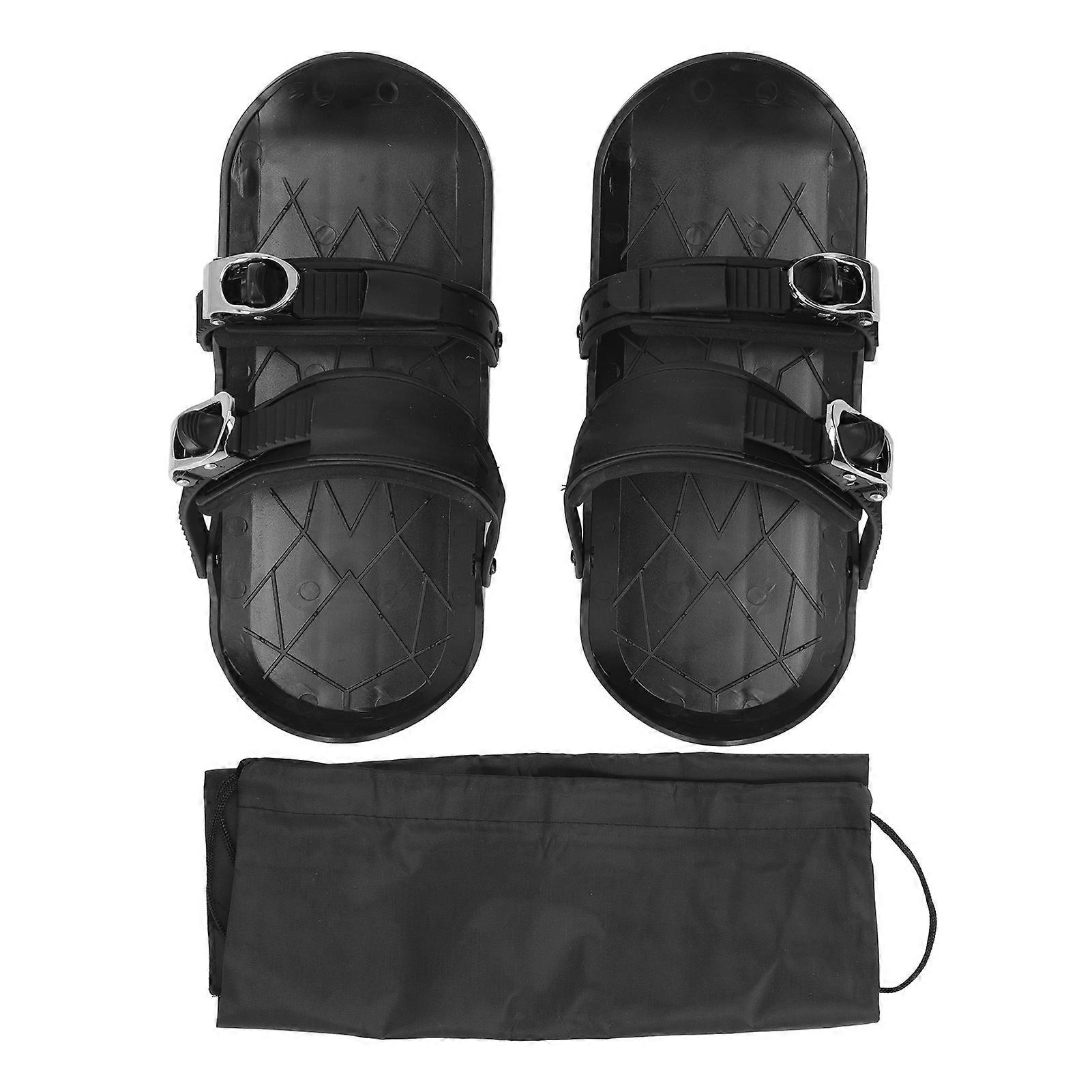 Short and thin mini ski skates, to attach to skis, boots, winter shoes for outdoor skiing, black, one size