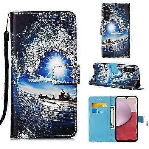 For Samsung Galaxy A15 Colored Drawing Pattern Plain Weave Leather Mobile Phone Case