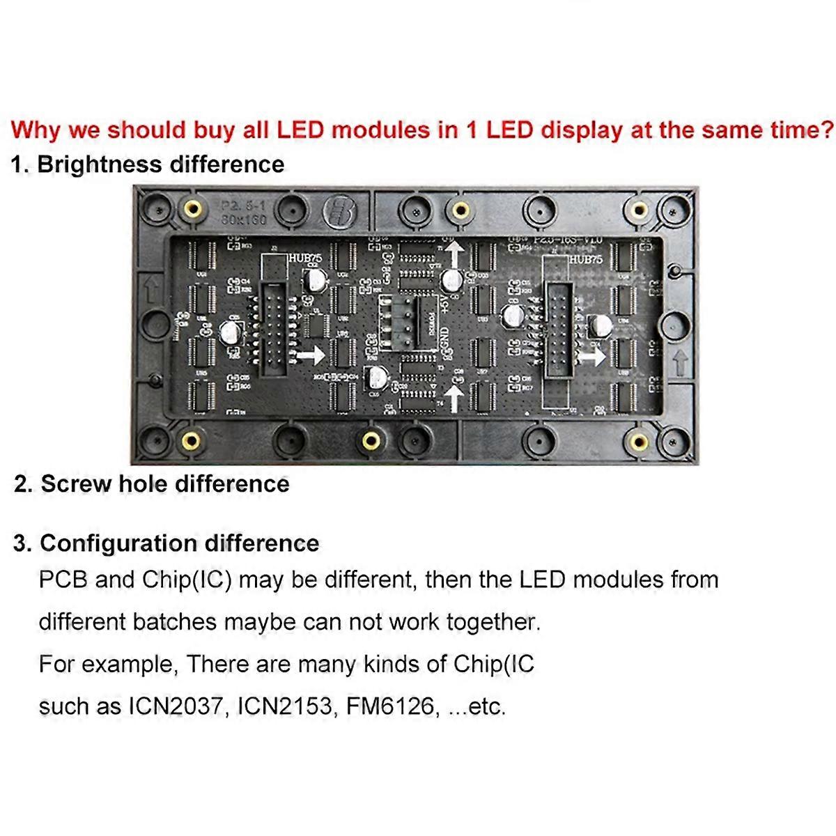 160x80mm P2.5 LED Screen Panel Module 64x32 Pixels 1/16 Scan 3in1