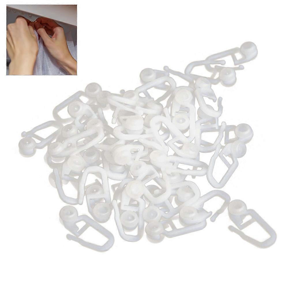 Pack of 100 universal plastic curtain hooks